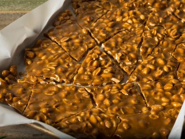 peanut brittle with caramel sweet
