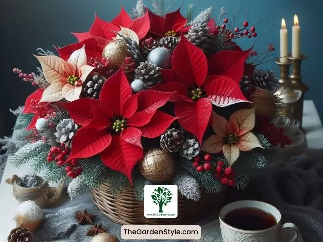 winter flower arrangements with poinsettia flower