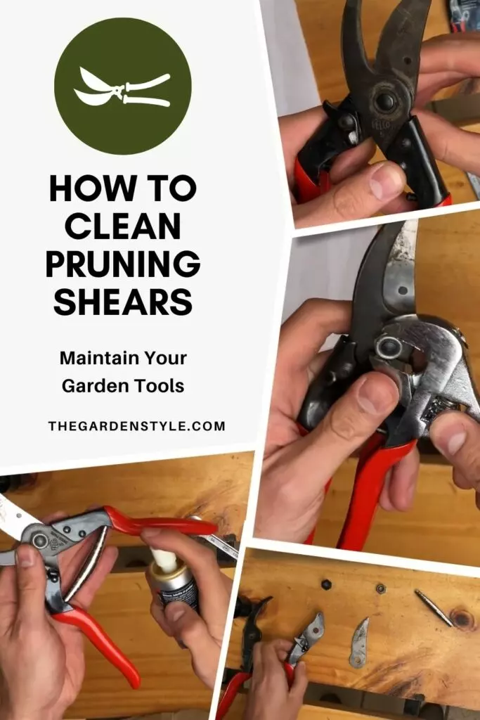 how to clean pruning shears pin