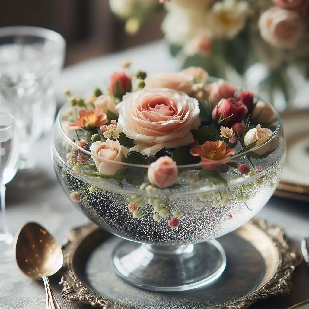 glass bowl arranged with roses