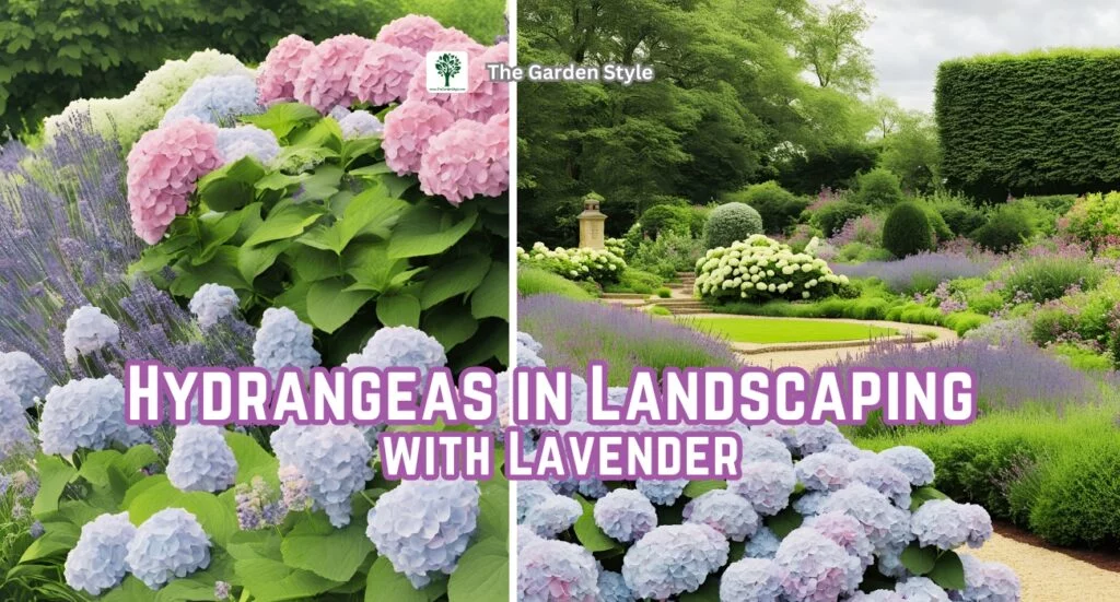 hydrangeas in landscaping with lavender